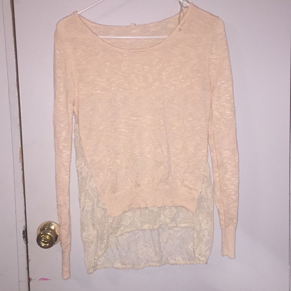 Knitted sweater, peach color